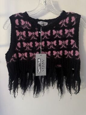 Ashley Williams Black/Pink Women’s Size Medium Cropped Reaper Tank Top NWT